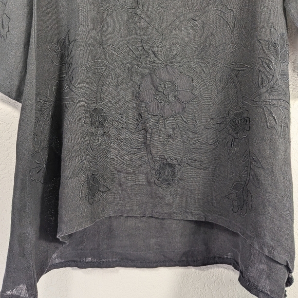 Vintage 90s Heart’s Desire Linen Black Embroidered Boho Cottagecore Dress S - Picture 15 of 16